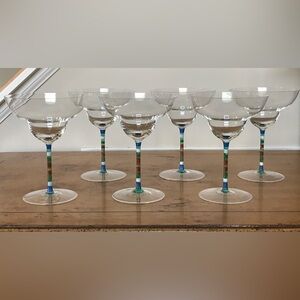 Vintage Crate & Barrel “caprice” margarita glasses (6) with colorful stems